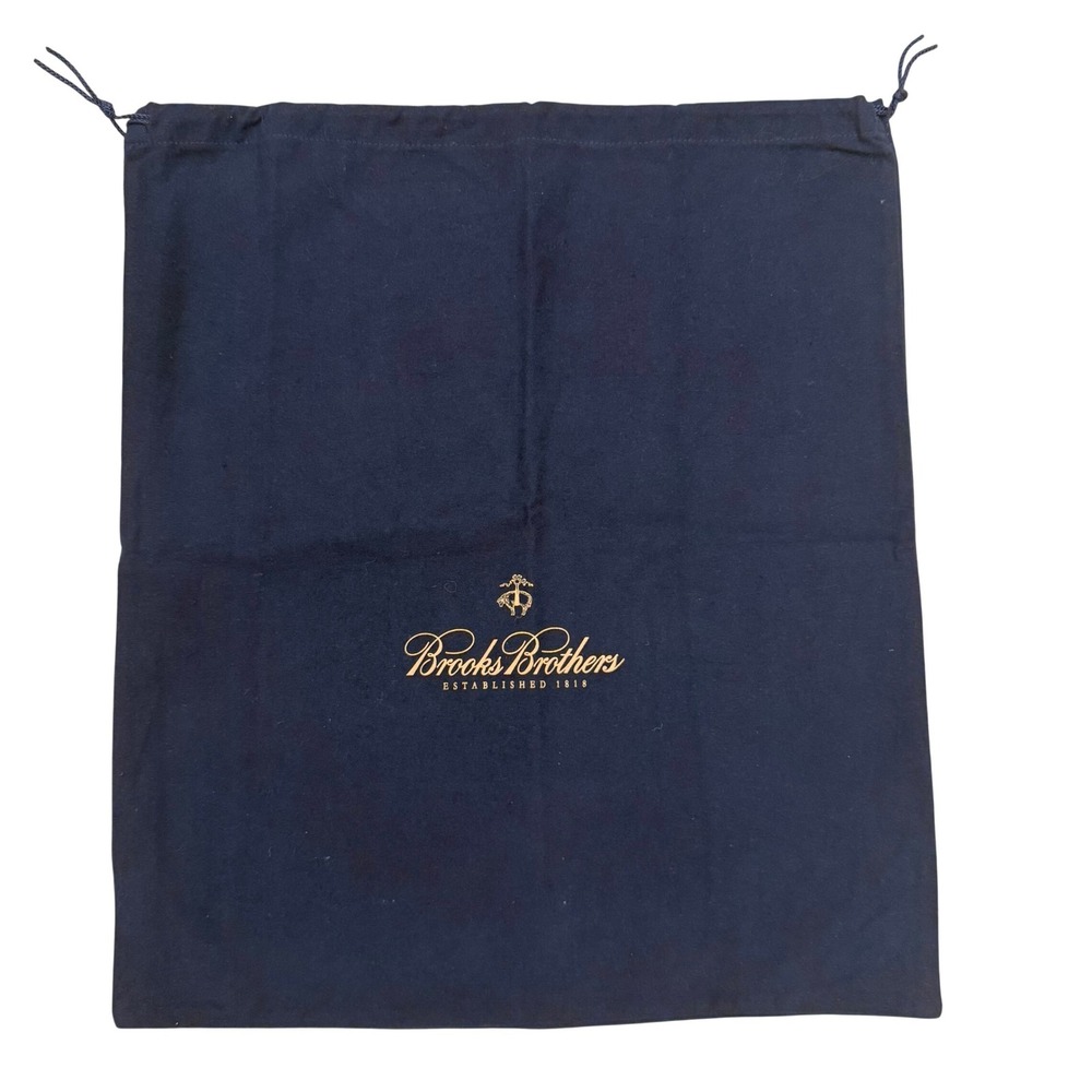 Brooks Brothers Navy Blue Drawstring Dust Bag Gold Logo 17 x 19 Storage Travel